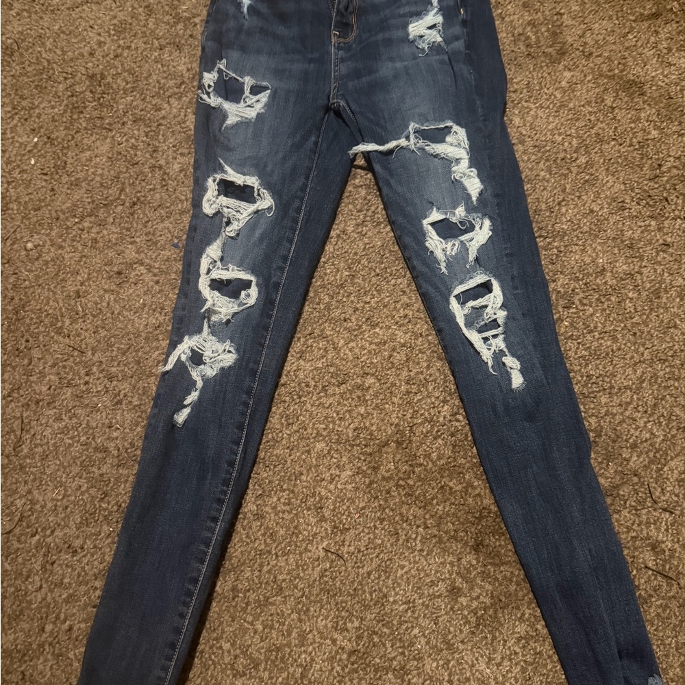 American Eagle Outfitters Ripped Dark Blue Jeggings